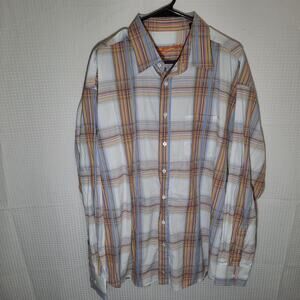 Bugatchi Uomo XXL Shirt Men’s Plaid Cotton Long Sleeve Made Korea Embroidered